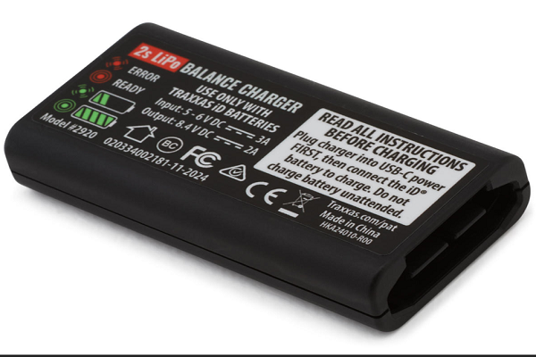 Traxxas USB-C 2S Lipo Charger w/iD Connector (2920) для радіокерованої машинки