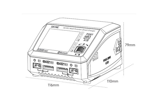 Подвійний зарядний пристрій SkyRC D200 NEO (6S/20A/AC-200W/DC-800W)