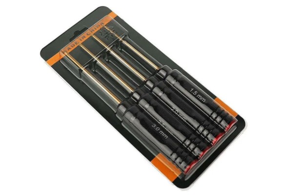 Набір шестигранних викруток з титановим покриттям для радіокерованих моделей, 4 шт Black