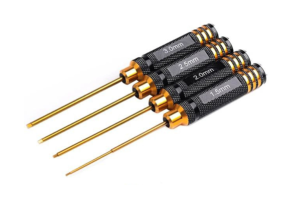 Набір шестигранних викруток з титановим покриттям для радіокерованих моделей (4 шт)