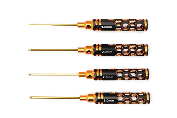 Набір шестигранних викруток для RC моделей з титановим покриттям, 1.5 / 2.0 / 2.5 / 3.0 мм (4 шт)