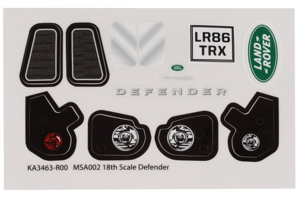 Traxxas 9720 Комплект Land Rover Grille, Side Mirrors, LED Retainers & Spare Tire Cover TRX-4M