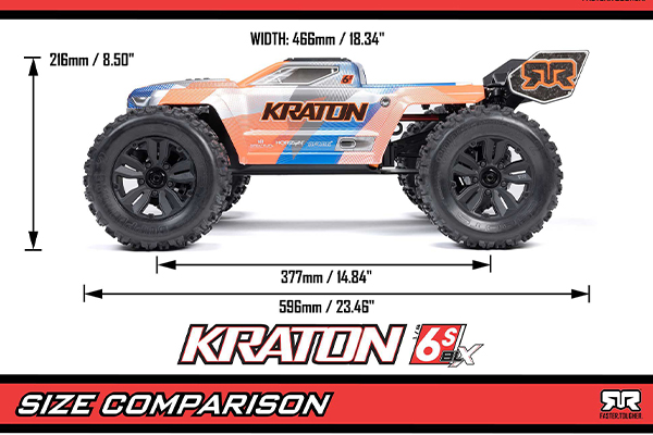 Arrma Kraton 6S BLX 1/8 4WD RTR V6 Blue/Orange Радіокерований Монстр Трак ARA8608V6T1