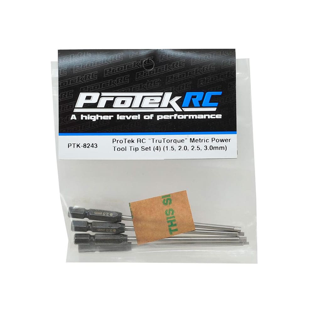 Набір шестигранних біт ProTek RC TruTorque Metric 1/4 Power Drill Tip Set 4 шт. (1.5, 2.0, 2.5, 3.0 мм), довжина 100 мм (PTK-8243)