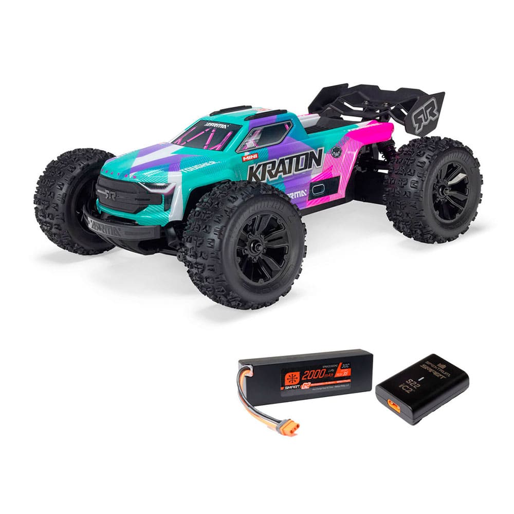 Arrma Mini Kraton 3S BLX 4X4 1/16 RTR Brushless Monster Truck (Teal/Pink ARA2508ST2) Радіокерована машинка