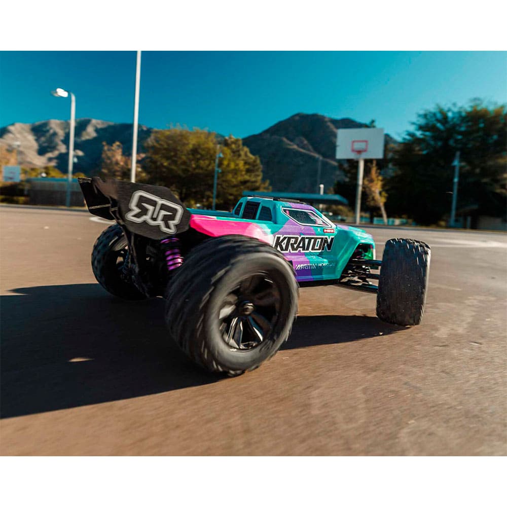 Arrma Mini Kraton 3S BLX 4X4 1/16 RTR Brushless Monster Truck (Teal/Pink ARA2508ST2) Радіокерована машинка