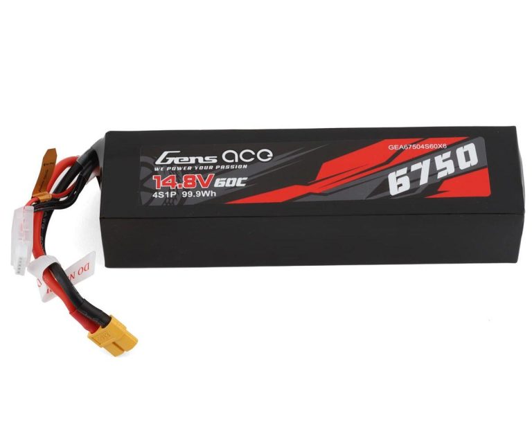 Літій-полімерний акумулятор Gens Ace 4S LiPo Battery 60C (14.8V/6750mAh) w/XT-60 Connector (GEA67504S60X6)