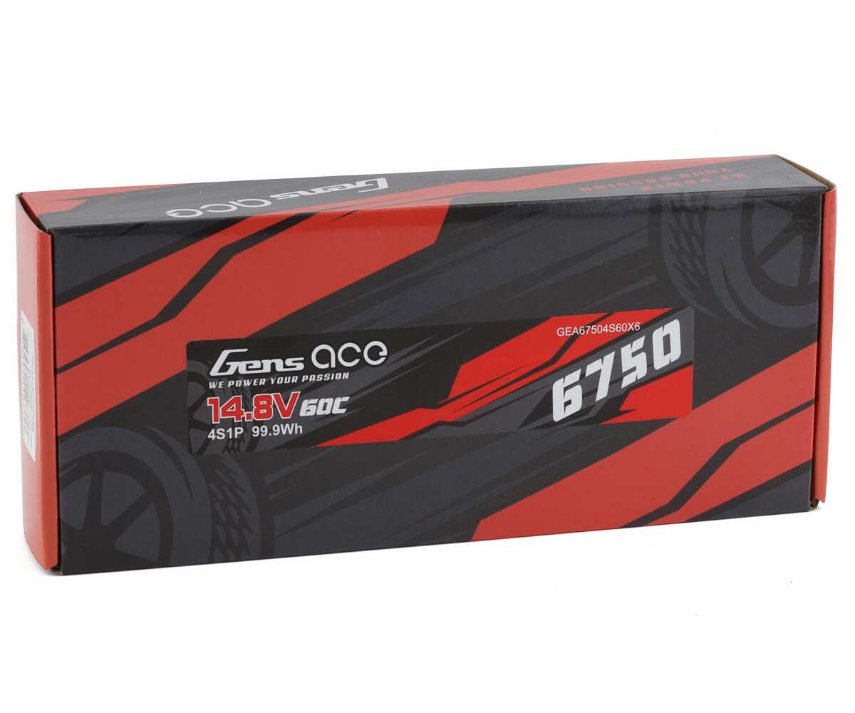 Літій-полімерний акумулятор Gens Ace 4S LiPo Battery 60C (14.8V/6750mAh) w/XT-60 Connector (GEA67504S60X6)