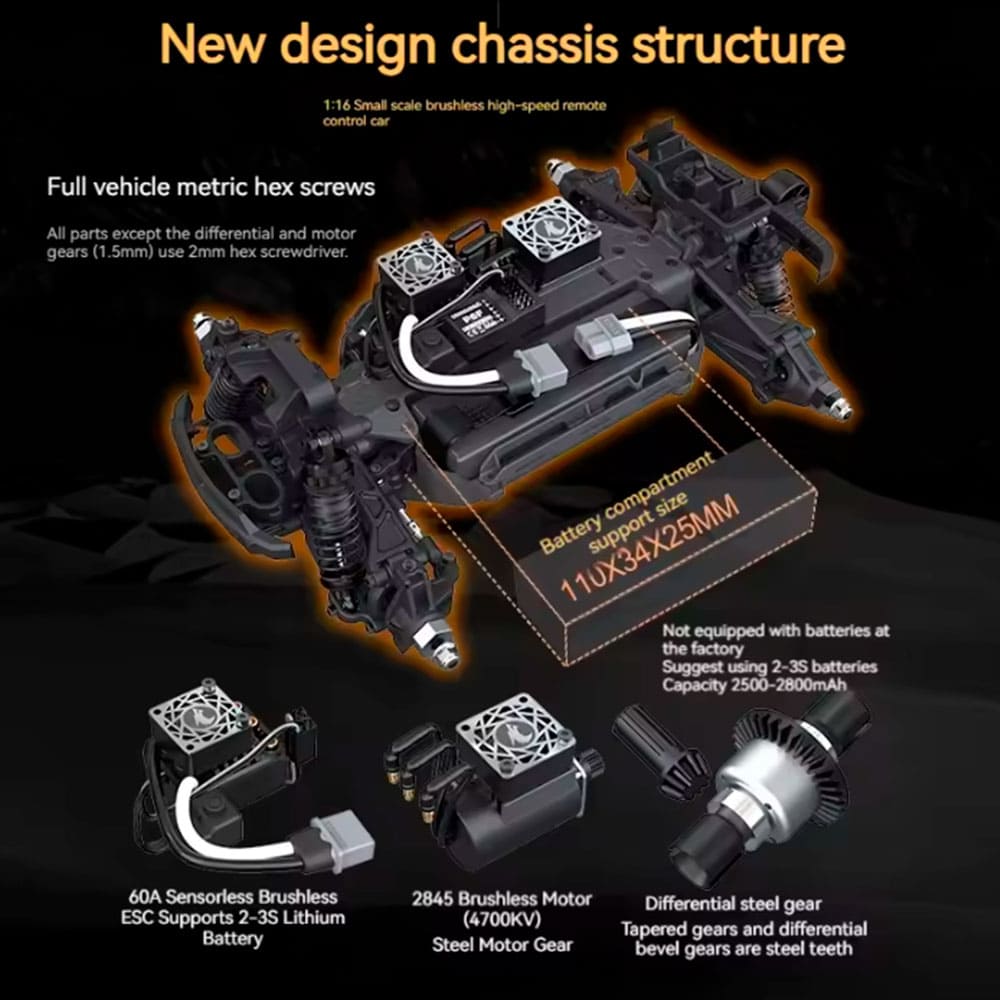 UDIRC UD1610S Brushless 4WD 1/16 Монстр-Трак з гіроскопом ESP